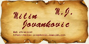 Milin Jovanković vizit kartica